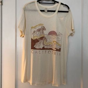 Free People Oversized Distressed “California” Tee